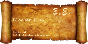 Blocher Elek névjegykártya